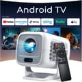 Mini Projector with WLAN and Bluetooth, Integrated Android 11, 1080P 4K Support, Portable Projector LYNCAST 180° Rotatable lumecube 003 white