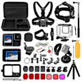 Miniatyrbilde 1 av 5: For GoPro Hero 13 Black Vanntett Etui Bryststropp Herdet Glass Skjermbeskytter med Selfie Stang