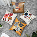 Miniatyrbilde 3 av 6: Sett med 4 dekorative putetrekk til sofa, blomstrete linputer, til sofa, seng, bil, hjem, 45x45cm