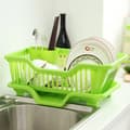 Dish Rack with Cutlery Holder Green