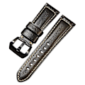 Miniatyrbild 1 av 3: Äkta Läder Retro Klockarmband 24mm Universellt Klockarmbandsspänne Black Style B