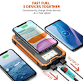 Miniatyrbilde 4 av 7: Powerbank solcellelader, 20 000 mAh bærbar trådløs lader med USB C inngang/utgang for mobiltelefoner, eksternt batteri med dobbel for camping