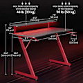 Pikkukuva 5 / 5: Pelipöytä LED-valaistuksella 120x55x90,5cm - Punainen/Svart