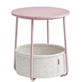 Miniatyrbillede 1 af 3: Rundt sengebord med opbevaringskurv - pink/hvid
