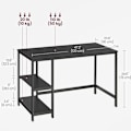 Miniatyrbillede 8 af 8: Sort skrivebord med hylder og metalramme - 120 x 60 x 76 cm