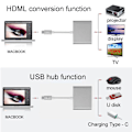 Miniatyrbillede 6 af 7: USB 3.1 Type-C-han til USB-C, HDMI og USB 3.0-hun-adapter - und