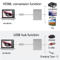 Pikkukuva 6 / 7: USB 3.1 Type-C uros USB-C, HDMI &amp; USB 3.0 naaras sovitin -