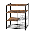 Miniatyrbillede 2 af 5: Bagebord / køkkenø med 2 metalkurve, hylder og kroge - rustik b