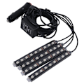 Miniatyrbillede 2 af 8: Belysning Bilgulv 36 stk. LED 4-i-1 RGB Neon - Lydkontrol og Fj
