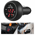 Miniatyrbillede 2 af 6: 3-i-1 USB-biloplader med voltmeter og temperaturmåling
