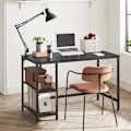 Miniatyrbillede 6 af 8: Sort skrivebord med hylder og metalramme - 120 x 60 x 76 cm
