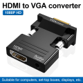 Pikkukuva 2 / 2: HDMI-naaras VGA-uros-sovitin, jossa on AUX-lähtö