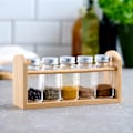 Miniatyrbild 1 av 3: Kryddhylla i bambu med 5 glasbehållare och aluminiumlock