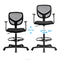 Miniatyrbillede 4 af 6: Ergonomisk kontorstol med armlæn og fodstøtte - Sort