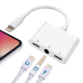 Miniatyrbillede 1 af 8: Høretelefon- og ladeadapter 2 x Lightning + 3,5mm til Lightning