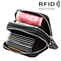Miniatyrbillede 1 af 8: Svart pung i okselæder med RFID-beskyttelse og mange praktiske