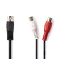 DIN 5-pin ljudkabel 20 cm - 2x RCA-honor