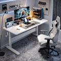 Miniatyrbillede 1 af 2: Ergonomisk højdejusterbart skrivebord 140 cm - hvid