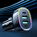 Miniatyrbild 3 av 3: Joyroom Billaddare med  2 x USB-C, 2 x USB 70W - Svart