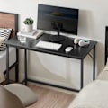 Miniatyrbillede 4 af 6: sort skrivebord med metalramme - 100 x 50 x 75 cm