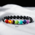 Miniatyrbillede 2 af 2: Chakra-armbånd med krystaller og lavasten