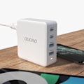 Miniatyrbillede 2 af 2: Dudao GaN USB-oplader med 100W 2xUSB-C og 2xUSB Dudao - Hvid