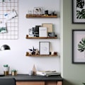 Miniatyrbild 1 av 5: Vägghyllor i trä – 3-pack 38 cm – rustik brun