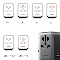 Miniatyrbillede 7 af 8: Joyroom Rejseadapter 65W med EU / US / JP / AU / UK / CN - Svart