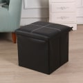 Miniatyrbild 1 av 4: Sittpuff / Fotpall med smart förvaring i imitationsläder 30cm
