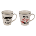 Miniatyrbillede 1 af 5: Porcelænskrus - Mr Right & Mrs Always Right