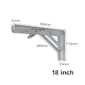 Pikkukuva 5 / 5: Taittokannatin 450 x 170 mm - valkoinen metalli seinäasennukseen
