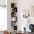 Miniatyrbild 3 av 6: ZigZag Hörnhylla med 5 hyllplan för väggmontering - Svart
