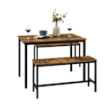 Miniatyrbillede 3 af 6: Spisebord med 2 bænke 110 x 70 x 75 cm - Rustik Sort /Brun