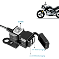Miniatyrbillede 3 af 10: Vandtæt dobbelt USB-port til motorcykel 5V 1A/2.1A