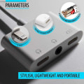 Miniatyrbillede 5 af 8: Høretelefon- og ladeadapter 2 x Lightning + 3,5mm til Lightning