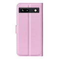 Miniatyrbild 6 av 6: Google Pixel 7A Fodral Litchi Textur Läder Ljus Rosa