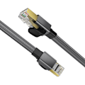 Miniatyrbild 1 av 5: 3m Cat8 40Gbps RJ45 S/FTP Platt Nylon Nätverkskabel Grå