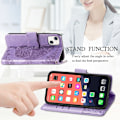 Miniatyrbild 5 av 6: iPhone 13 - Butterfly Print Läder Fodral - Lila