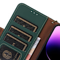 Miniatyrbild 6 av 6: iPhone 15 Pro Max Fodral RFID Äkta Läder Grön