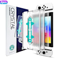 Miniatyrbild 1 av 5: Nintendo Switch OLED 2-PACK Skärmskydd Heltäckande Härdat Glas