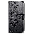 Miniatyrbild 6 av 6: Xiaomi Redmi Note 14 Pro 5G Fodral Läder Fjäril Tryck Svart