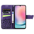 Miniatyrbild 2 av 5: Samsung Galaxy A25 5G Fodral Läder Big Butterfly Mörk Lila