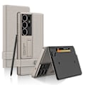Miniatyrbild 1 av 6: GKK Galaxy S25 Ultra Fodral Kickstand Läder Titanium Grey