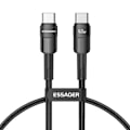 Miniatyrbild 1 av 5: ESSAGER 1m 60W PD USB-C - USB-C Laddningskabel Svart