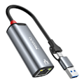 Miniatyrbild 1 av 6: YESIDO 2in1 USB-C/USB-A till RJ45 Adapter Grå