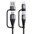 Miniatyrbild 1 av 6: Joyroom 1.2 m 4in1 USB-C/USB-A - USB-C / Lightning Svart