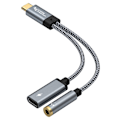 Miniatyrbild 1 av 6: CableCreation 60W PD 2in1 USB-C Till USB-C/AUX Adapter Grå