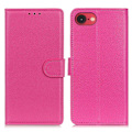 Miniatyrbild 1 av 6: iPhone 16e Fodral Litchi Läder Rosa