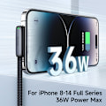 Miniatyrbild 4 av 6: Mcdodo 1.8m 36W PD USB-C - Lightning Elbow Kabel Svart