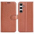 Miniatyrbild 1 av 6: Samsung Galaxy S24 FE Fodral Litchi Läder Textur Brun